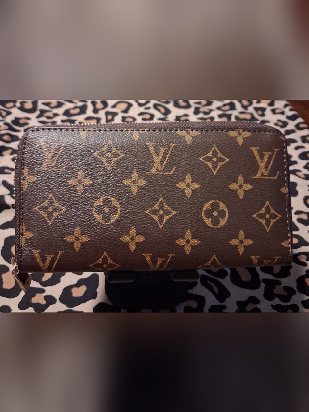 Classic Brown Monogram Canvas Women's Long Zip Wallet